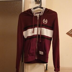 PINK‎ Victoria's Secret Maroon Zip-Up Hoodie. Sz.XS